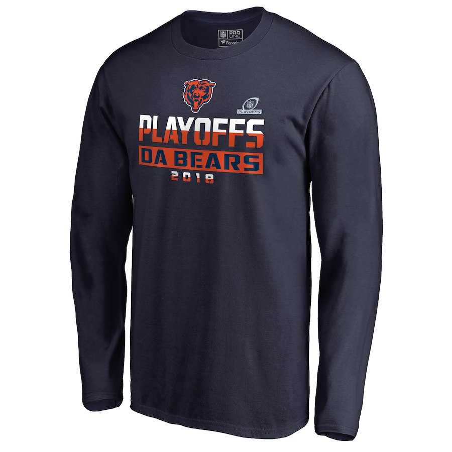 Men's Bears Navy 2018 NFL Playoffs Da Bears Long Sleeve T-Shirt,We sell and wholesale Men's Bears Navy 2018 NFL Playoffs Da Bears Long Sleeve T-Shirt on line form chian!